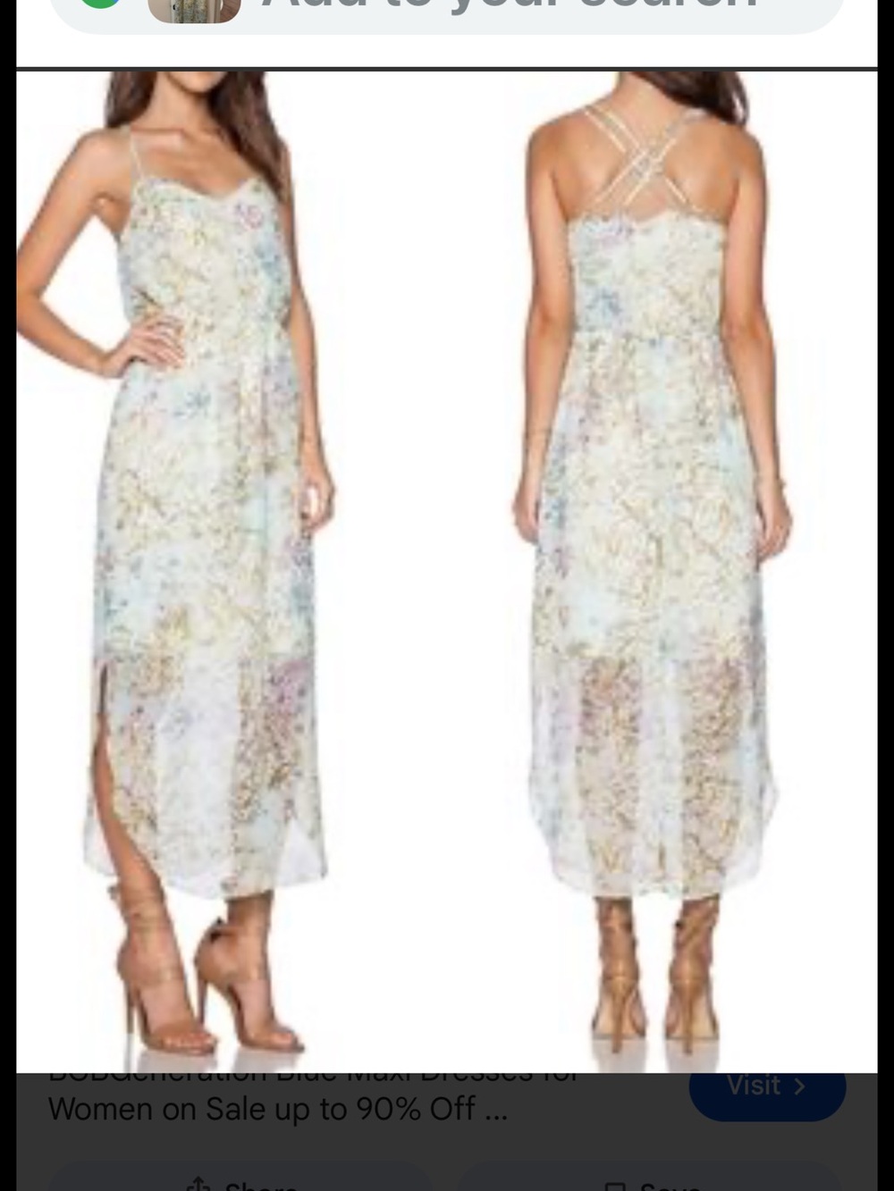 Woven Floral Maxi Dress with Crisscross Straps — Light Blue BCBG